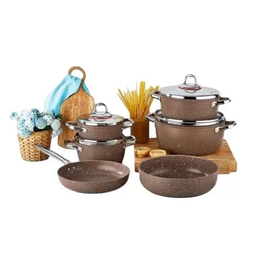 سافلون طقم جرانيت مدور يد استانلس 10 قطعة SA-118B